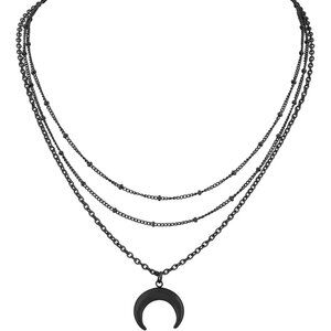 Layered Crescent Moon Choker, Moon Necklace for Women, Gothic Emo Grunge Necklac
